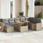 Set de sofás de jardín con cojines 9 pzas ratán sintético beige by , Garden sets - Ref: Foro24-3327076, Price: 618,89 €, Disc...