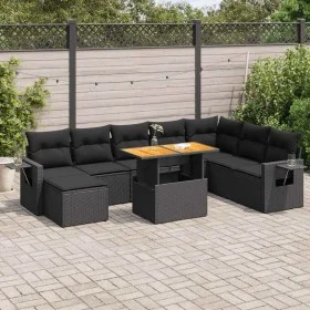 Set de sofás de jardín con cojines 9 pzas ratán sintético negro by , Garden sets - Ref: Foro24-3327184, Price: 615,32 €, Disc...
