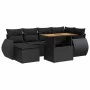 Set de sofás de jardín 7 pzas con cojines ratán sintético negro by , Garden sets - Ref: Foro24-3327282, Price: 488,62 €, Disc...