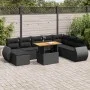 Set de sofás de jardín con cojines 9 pzas ratán sintético negro by , Garden sets - Ref: Foro24-3327296, Price: 587,43 €, Disc...