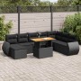 Set de sofás de jardín con cojines 9 pzas ratán sintético negro von , Gartensets - Ref: Foro24-3327296, Preis: 603,37 €, Raba...