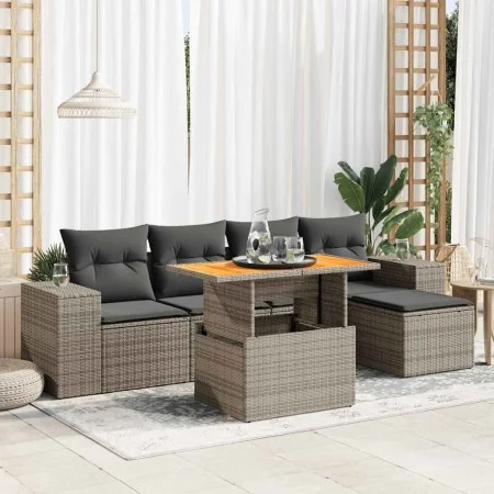Set de muebles de jardín 6 pzas y cojines ratán sintético gris von , Gartensets - Ref: Foro24-3327364, Preis: 413,92 €, Rabat...