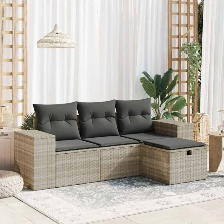 Set de sofás de jardín 4 pzas y cojines ratán sintético gris by , Garden sets - Ref: Foro24-3325658, Price: 298,20 €, Discoun...