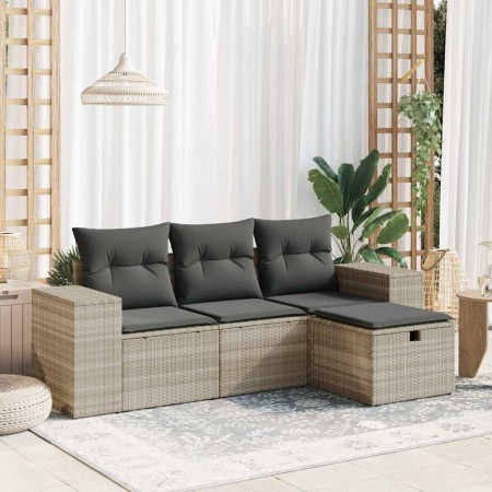 Set de sofás de jardín 4 pzas y cojines ratán sintético gris von , Gartensets - Ref: Foro24-3325658, Preis: 281,37 €, Rabatt: %