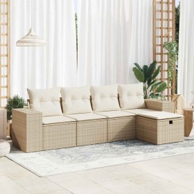 Juego de sofás jardín con cojines 5 pzas ratán sintético beige von , Gartensets - Ref: Foro24-3325664, Preis: 410,57 €, Rabat...