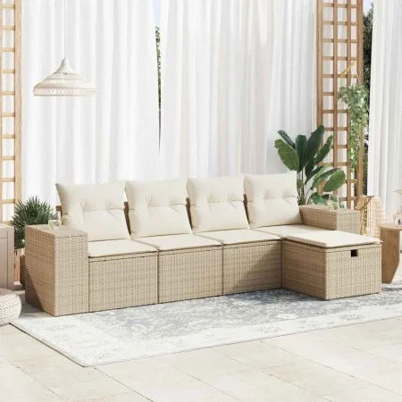 Juego de sofás jardín con cojines 5 pzas ratán sintético beige by , Garden sets - Ref: Foro24-3325664, Price: 414,39 €, Disco...
