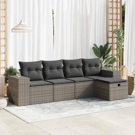 Juego de sofás jardín con cojines 5 pzas ratán sintético gris by , Garden sets - Ref: Foro24-3325666, Price: 328,67 €, Discou...