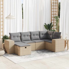 Juego de sofás jardín con cojines 6 pzas ratán sintético beige by , Garden sets - Ref: Foro24-3325685, Price: 437,00 €, Disco...