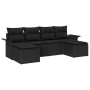 Conjunto de sofá de jardín con cojín 6 pcs Negro Poliratán