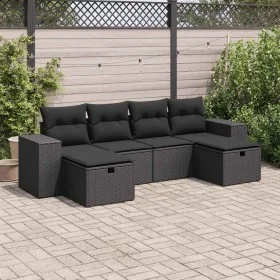 Set de sofás de jardín 6 piezas y cojines ratán sintético negro by , Garden sets - Ref: Foro24-3325721, Price: 395,40 €, Disc...