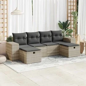 Set de sofás de jardín 6 pzas y cojines ratán sintético gris by , Garden sets - Ref: Foro24-3325728, Price: 408,12 €, Discoun...