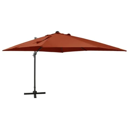 Cantilever umbrella with pole and LED lights terracotta 300 cm by vidaXL, Umbrellas - Ref: Foro24-312351, Price: 172,85 €, Di...