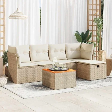 Juego de sofás jardín con cojines 6 pzas ratán sintético beige by , Garden sets - Ref: Foro24-3325754, Price: 389,23 €, Disco...