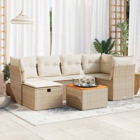 Set sofás de jardín 7 piezas y cojines ratán sintético beige von , Gartensets - Ref: Foro24-3325761, Preis: 496,26 €, Rabatt: %