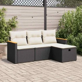 Juego de sofás jardín 4 pzas con cojines ratán sintético negro by , Garden sets - Ref: Foro24-3325892, Price: 241,42 €, Disco...
