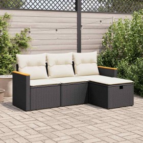 Juego de sofás jardín 4 pzas con cojines ratán sintético negro by , Garden sets - Ref: Foro24-3325892, Price: 244,55 €, Disco...