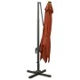 Cantilever umbrella with pole and LED lights terracotta 300 cm by vidaXL, Umbrellas - Ref: Foro24-312351, Price: 172,85 €, Di...
