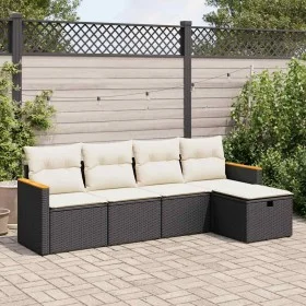 Set de muebles de jardín 5 pzas y cojines ratán sintético negro von , Gartensets - Ref: Foro24-3325899, Preis: 294,31 €, Raba...