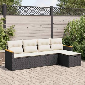 Set de muebles de jardín 5 pzas y cojines ratán sintético negro von , Gartensets - Ref: Foro24-3325899, Preis: 298,14 €, Raba...