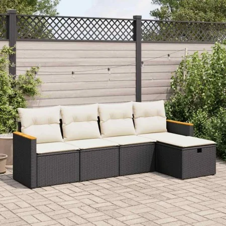 Set de muebles de jardín 5 pzas y cojines ratán sintético negro by , Garden sets - Ref: Foro24-3325899, Price: 294,31 €, Disc...