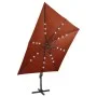 Cantilever umbrella with pole and LED lights terracotta 300 cm by vidaXL, Umbrellas - Ref: Foro24-312351, Price: 172,85 €, Di...