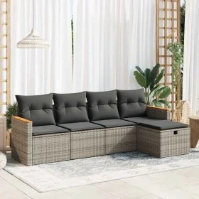 Juego de sofás jardín con cojines 5 pzas ratán sintético gris von , Gartensets - Ref: Foro24-3325903, Preis: 298,70 €, Rabatt: %