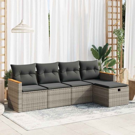 Juego de sofás jardín con cojines 5 pzas ratán sintético gris by , Garden sets - Ref: Foro24-3325903, Price: 302,08 €, Discou...