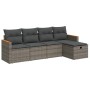 Juego de sofás jardín con cojines 5 pzas ratán sintético gris de , Conjuntos de jardín - Ref: Foro24-3325903, Precio: 303,33 €