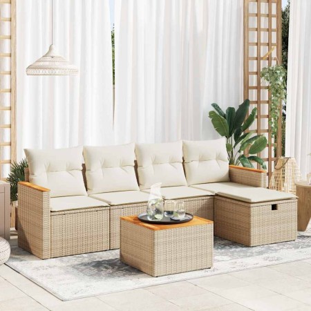 Juego de sofás jardín con cojines 6 pzas ratán sintético beige von , Gartensets - Ref: Foro24-3325908, Preis: 400,62 €, Rabat...