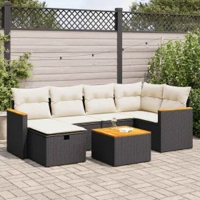 Set de sofás de jardín 7 pzas con cojines ratán sintético negro by , Garden sets - Ref: Foro24-3325920, Price: 405,16 €, Disc...
