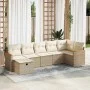 Set sofás de jardín 7 piezas y cojines ratán sintético beige by , Garden sets - Ref: Foro24-3325929, Price: 482,75 €, Discoun...