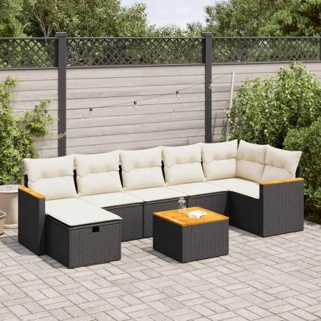 Set de sofás de jardín y cojines 8 piezas ratán sintético negro by , Garden sets - Ref: Foro24-3325934, Price: 446,60 €, Disc...