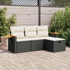 Juego de sofás jardín 4 pzas con cojines ratán sintético negro by , Garden sets - Ref: Foro24-3325948, Price: 257,92 €, Disco...