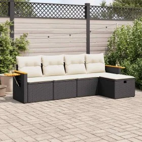 Set de muebles de jardín 5 pzas y cojines ratán sintético negro by , Garden sets - Ref: Foro24-3325955, Price: 312,30 €, Disc...