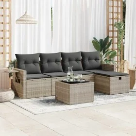 Set de sofás de jardín 6 pzas y cojines ratán sintético gris by , Garden sets - Ref: Foro24-3325478, Price: 389,27 €, Discoun...