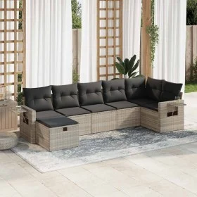 Set de sofás de jardín 7 pzas con cojines ratán PE gris claro by , Garden sets - Ref: Foro24-3325508, Price: 470,91 €, Discou...