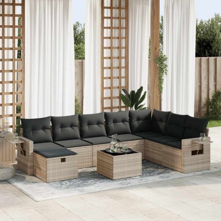 Set muebles jardín 9 pzas y cojines ratán sintético gris claro by , Garden sets - Ref: Foro24-3325548, Price: 583,18 €, Disco...