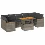 Set sofás jardín y cojines 8 pzas ratán sintético acacia gris by , Garden sets - Ref: Foro24-3327462, Price: 529,86 €, Discou...