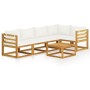 Garden furniture 6 pcs cream cushions solid acacia wood by vidaXL, Garden sets - Ref: Foro24-3057656, Price: 532,68 €, Discou...