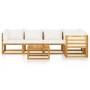 Garden furniture 6 pcs cream cushions solid acacia wood by vidaXL, Garden sets - Ref: Foro24-3057656, Price: 532,68 €, Discou...
