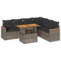 Set sofás jardín y cojines 7 pzas ratán sintético acacia gris von , Gartensets - Ref: Foro24-3327497, Preis: 467,21 €, Rabatt: %