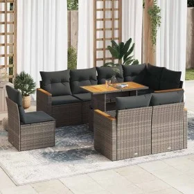 Set sofás jardín y cojines 9 pzas ratán sintético acacia gris by , Garden sets - Ref: Foro24-3327504, Price: 606,57 €, Discou...