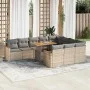 Set sofás jardín y cojines 11 pzas ratán sintético acacia beige by , Garden sets - Ref: Foro24-3327538, Price: 785,75 €, Disc...