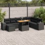 Set sofás jardín y cojines 9 pzas ratán sintético acacia negro von , Gartensets - Ref: Foro24-3327408, Preis: 614,38 €, Rabat...