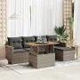 Set sofás jardín y cojines 6 pzas ratán sintético acacia gris by , Garden sets - Ref: Foro24-3327476, Price: 386,61 €, Discou...