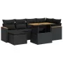 Set sofás jardín y cojines 7 pzas ratán sintético acacia negro de , Conjuntos de jardín - Ref: Foro24-3327506, Precio: 490,46...