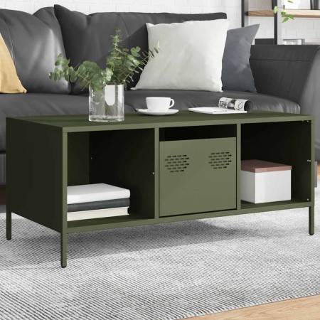 Mesa de centro acero laminado frío verde oliva 101,5x50x43,5 cm by , Coffee table - Ref: Foro24-851278, Price: 92,95 €, Disco...