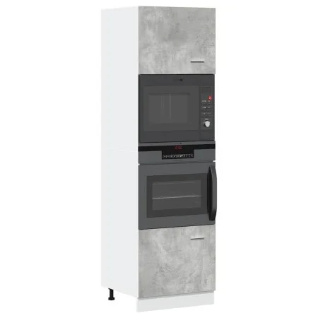 Armario de microondas contrachapada gris hormigón 60x57x207 cm by , Kitchen cabinets - Ref: Foro24-856127, Price: 196,44 €, D...