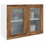 Armario colgante vidrio madera ingeniería envejecida 80x31x60cm