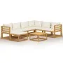 Garden furniture 8 pcs cream cushions solid acacia wood by vidaXL, Garden sets - Ref: Foro24-3057646, Price: 916,10 €, Discou...